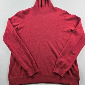 Orvis 100% Cashmere Turtleneck Sweater Burgundy Red‎ Mens Large L RN 70534